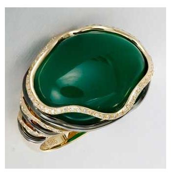 0.36 Ctw Diamond 14k Yellow Gold Amazonite Round Shape Womens Gemstone Ring