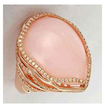 0.5 Ctw Diamond 14k Rose Gold Opal Round Shape Womens Gemstone Ring