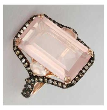 0.41 Ctw Diamond 14k Rose Gold Quartz Round Shape Womens Gemstone Ring