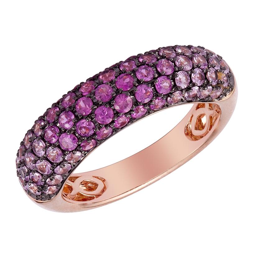 14k Rose Gold Sapphire Round Shape Womens Gemstone Ring