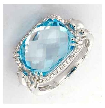 0.24 Ctw Diamond 14k White Gold Topaz Round Shape Womens Gemstone Ring