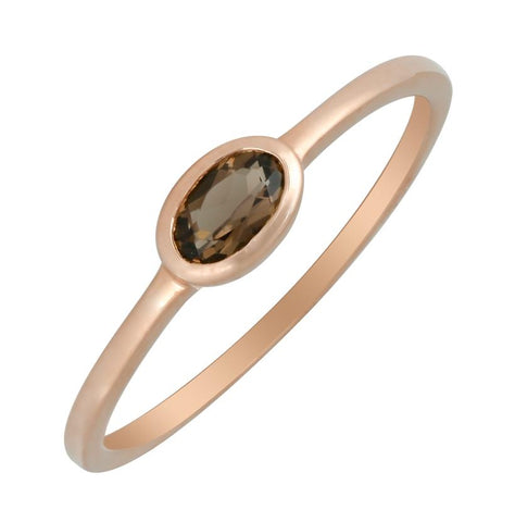 14k Rose Gold Topaz Oval Shape Womens Gemstone Ring