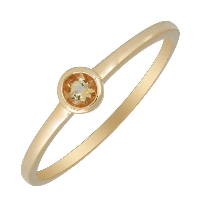 14k Yellow Gold Citrine Round Shape Womens Gemstone Ring