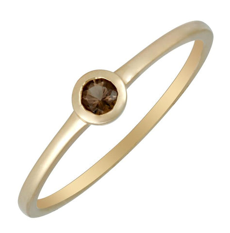 14k Yellow Gold Topaz Round Shape Womens Gemstone Ring