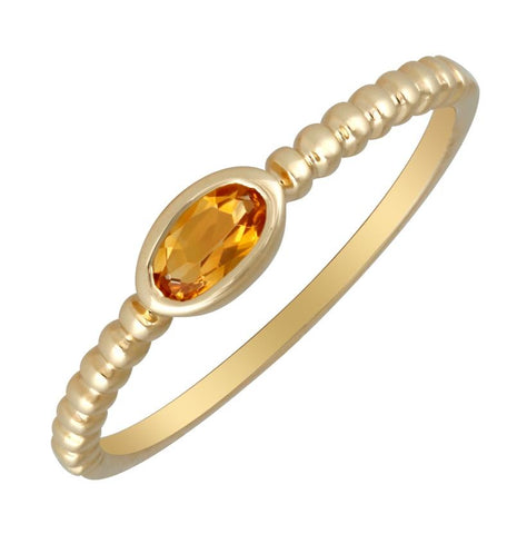 14k Yellow Gold Citrine Oval Shape Womens Gemstone Ring