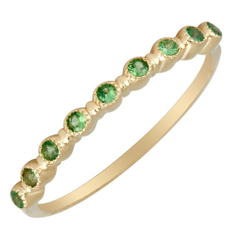 14k Yellow Gold Tsavorite Round Shape Womens Gemstone Ring