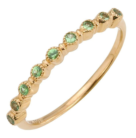 18k Rose Gold Tsavorite Round Shape Womens Gemstone Ring