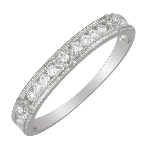 0.17 Ctw Diamond 14k White Gold Round Shape Womens Diamond Ring