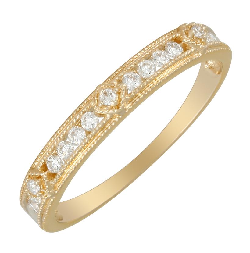 0.17 Ctw Diamond 14k Yellow Gold Round Shape Womens Diamond Ring