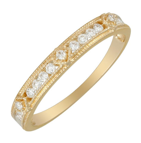 0.17 Ctw Diamond 14k Yellow Gold Round Shape Womens Diamond Ring