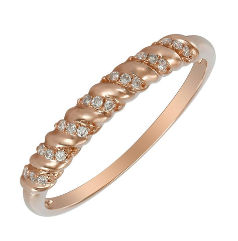 0.05 Ctw Diamond 14k Rose Gold Round Shape Womens Diamond Ring