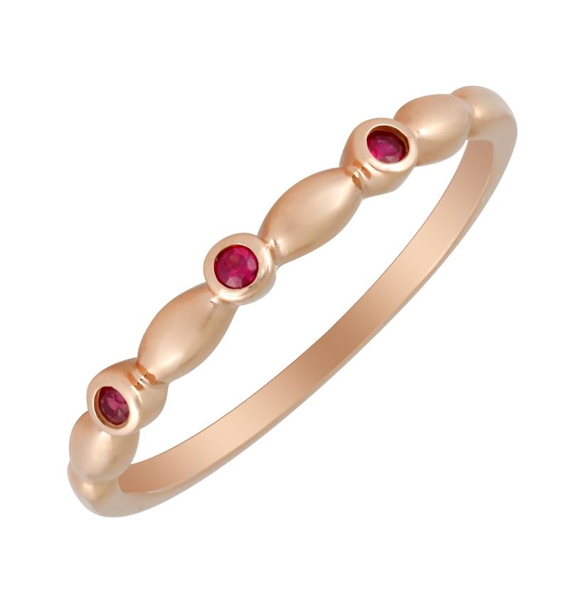 14k Rose Gold Ruby Round Shape Womens Gemstone Ring