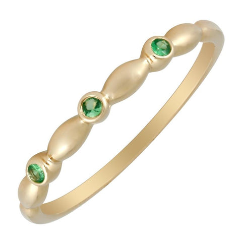 14k Yellow Gold Tsavorite Round Shape Womens Gemstone Ring