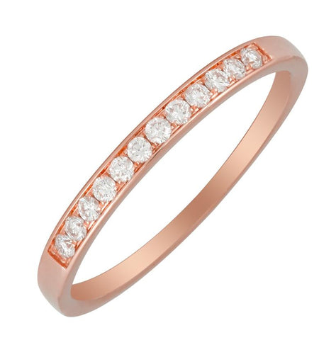 0.14 Ctw Diamond 14k Rose Gold Round Shape Womens Diamond Ring