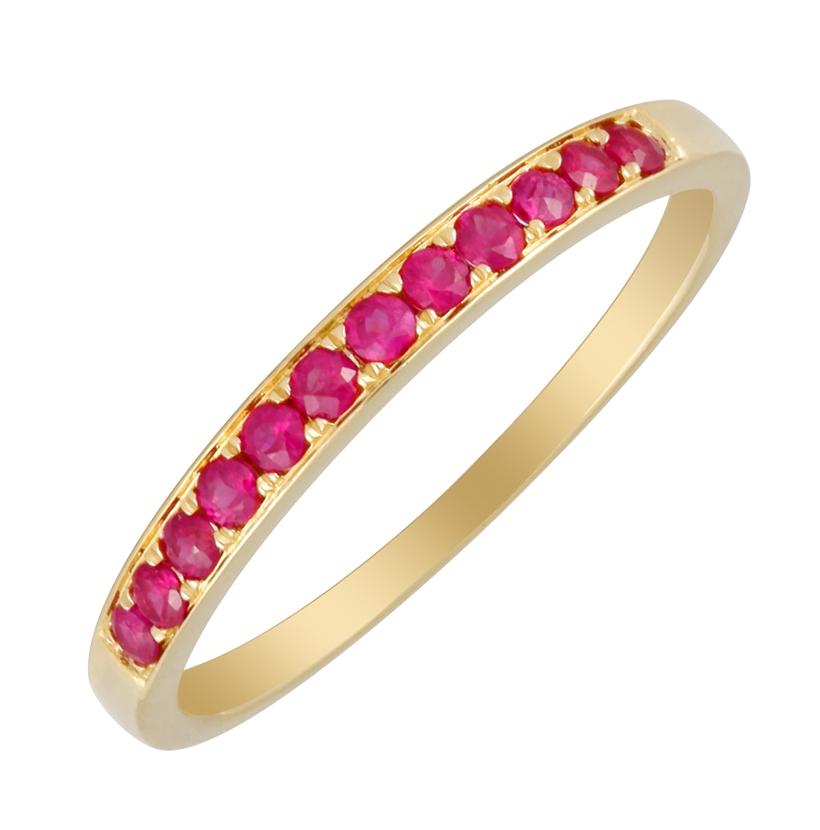 14k Yellow Gold Ruby Round Shape Womens Gemstone Ring