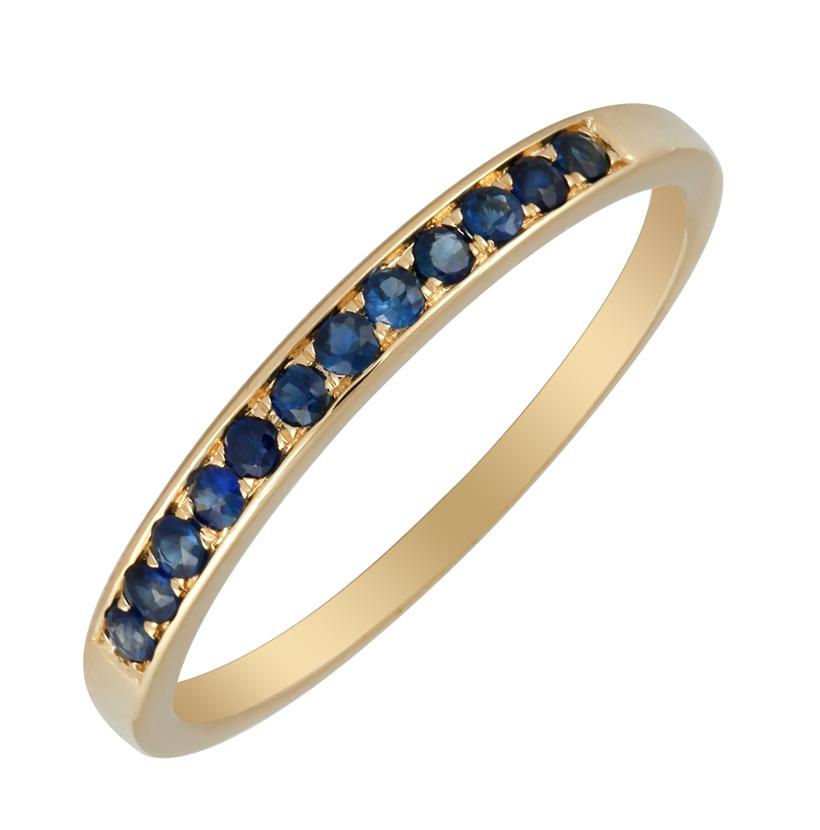 14k Yellow Gold Sapphire Round Shape Womens Gemstone Ring