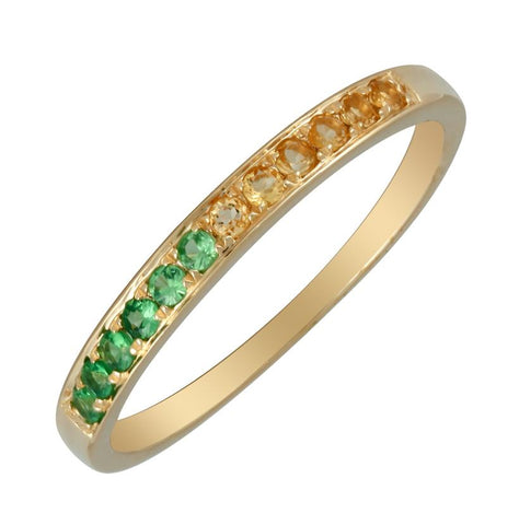 14k Yellow Gold Tsavorite Citrine Round Shape Womens Gemstone Ring