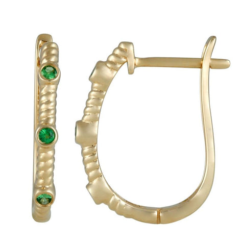 14k Yellow Gold Tsavorite Round Shape Womens Gemstone Earrings