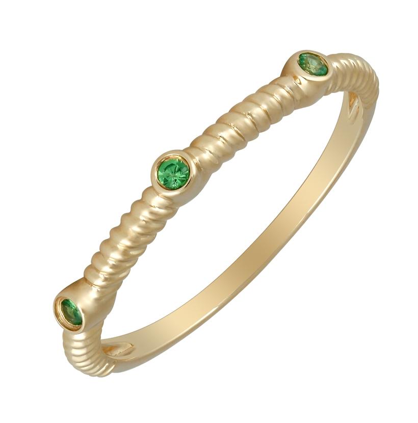 14k Yellow Gold Tsavorite Round Shape Womens Gemstone Ring