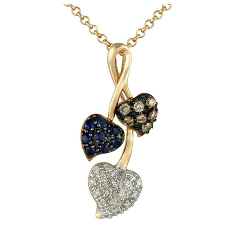 0.14 Ctw Diamond 14k Yellow Gold Sapphire Round Shape Womens Diamond Necklace Pendant With 16 Inch Chain