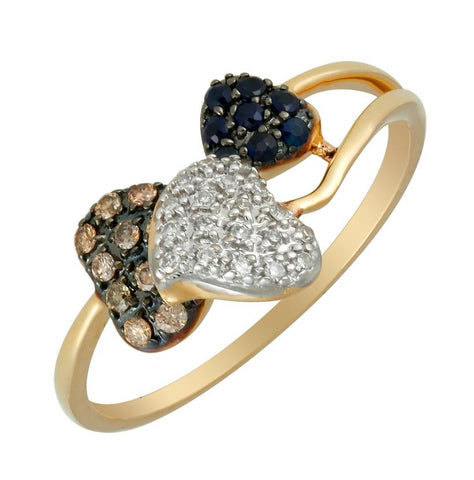 0.19 Ctw Diamond 14k Yellow Gold Sapphire Round Shape Womens Diamond Ring