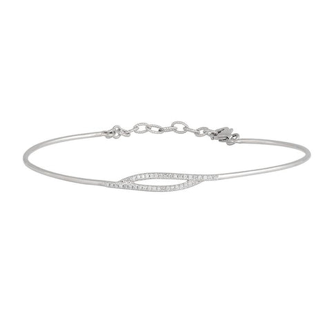 0.11 Ctw Diamond 14k White Gold Round Shape Womens Diamond Bangle Bracelet