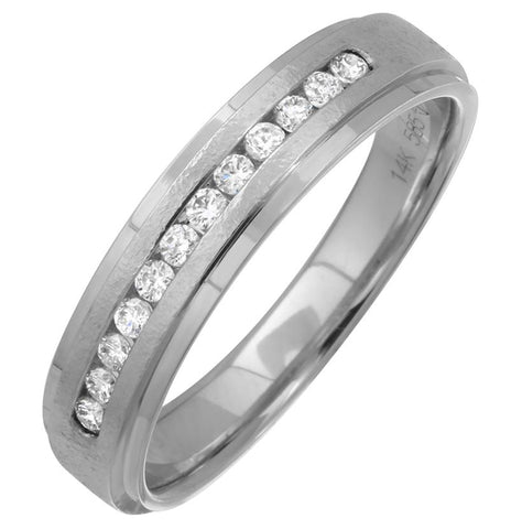 0.15 Ctw Diamond 14k White Gold Round Shape Womens Wedding Band Ring