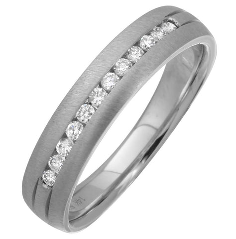 0.15 Ctw Diamond 14k White Gold Round Shape Womens Wedding Band Ring