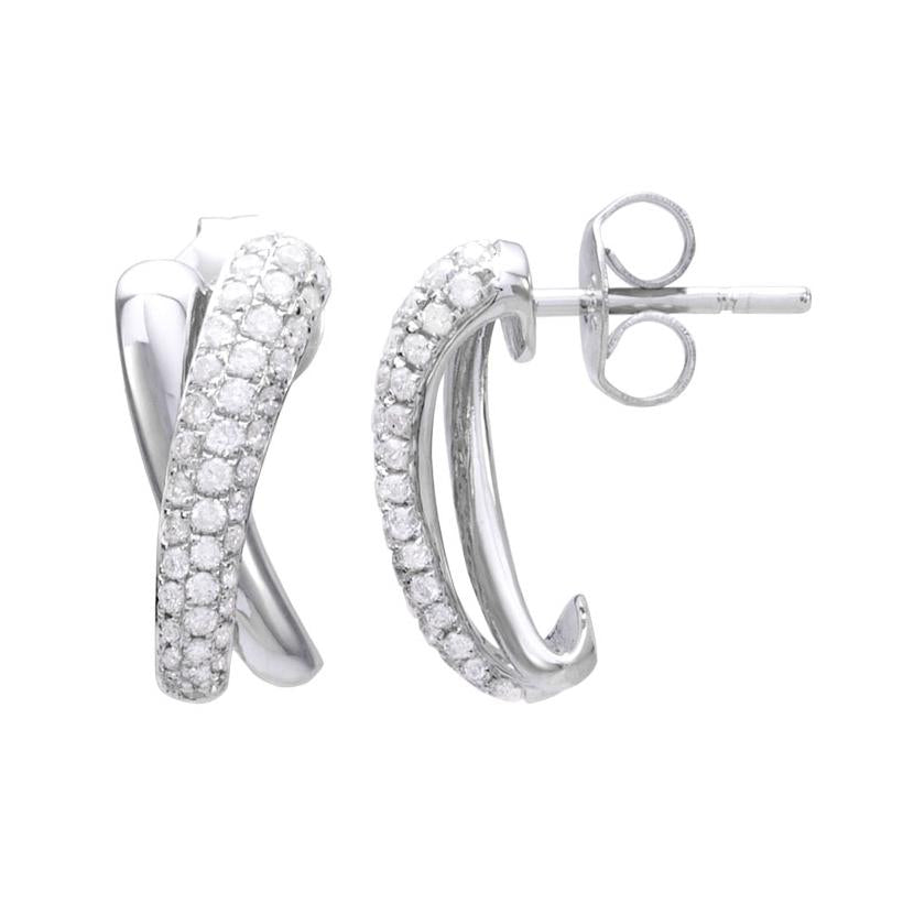 0.46 Ctw Diamond 14k White Gold Round Shape Womens Diamond Earrings