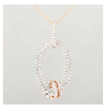 0.42 Ctw Diamond 14k Rose Gold Round Shape Womens Diamond Necklace Pendant With 16 Inch Chain