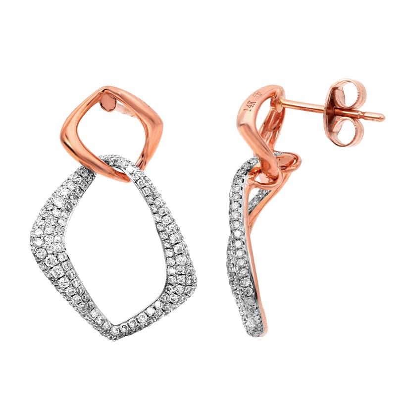 0.94 Ctw Diamond 14k Rose Gold Round Shape Womens Diamond Earrings