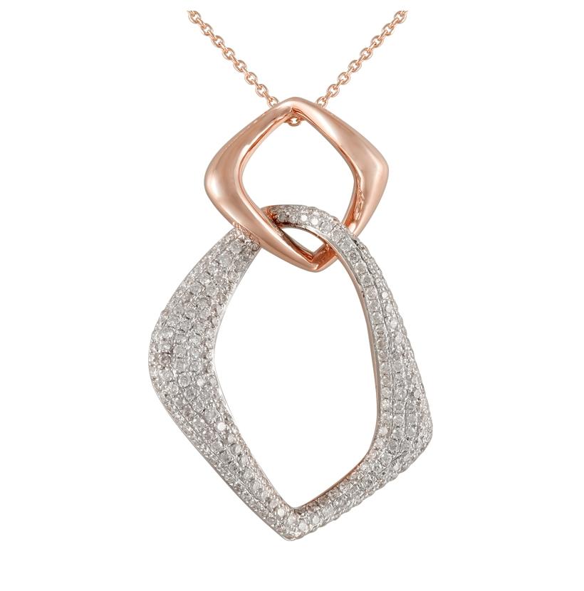 0.64 Ctw Diamond 14k Rose Gold Round Shape Womens Diamond Necklace Pendant With 16 Inch Chain