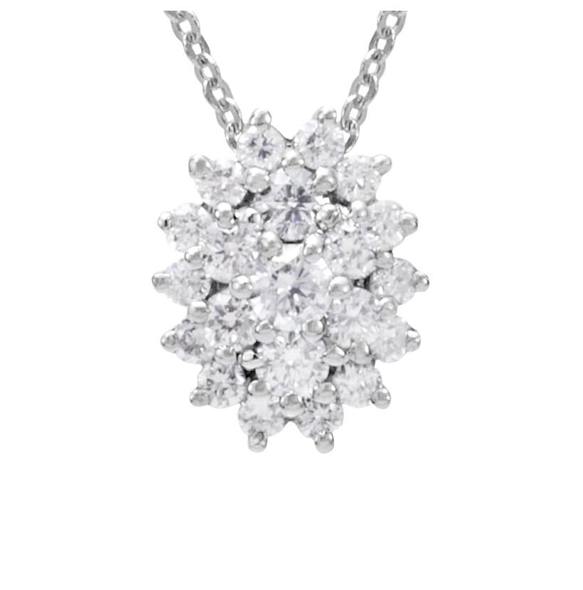 0.26 Ctw Diamond 14k White Gold Round Shape Womens Diamond Necklace Pendant With 16 Inch Chain