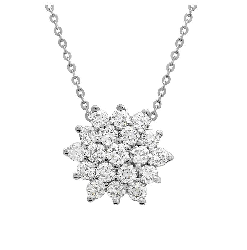 0.51 Ctw Diamond 14k White Gold Round Shape Womens Diamond Necklace Pendant With 16 Inch Chain