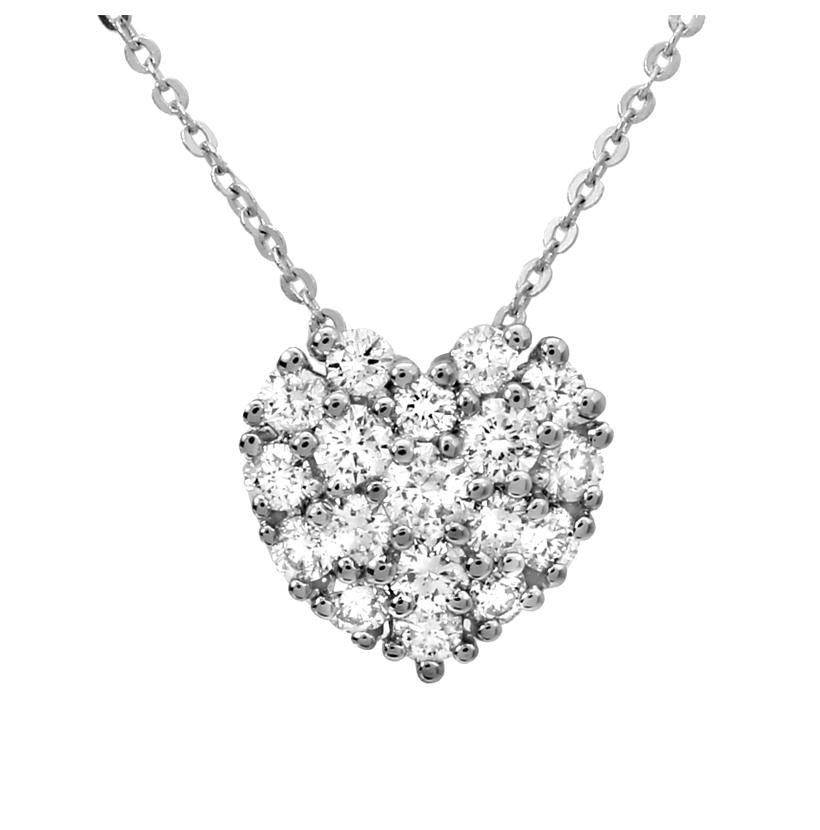 0.41 Ctw Diamond 14k White Gold Round Shape Womens Diamond Necklace Pendant With 16 Inch Chain