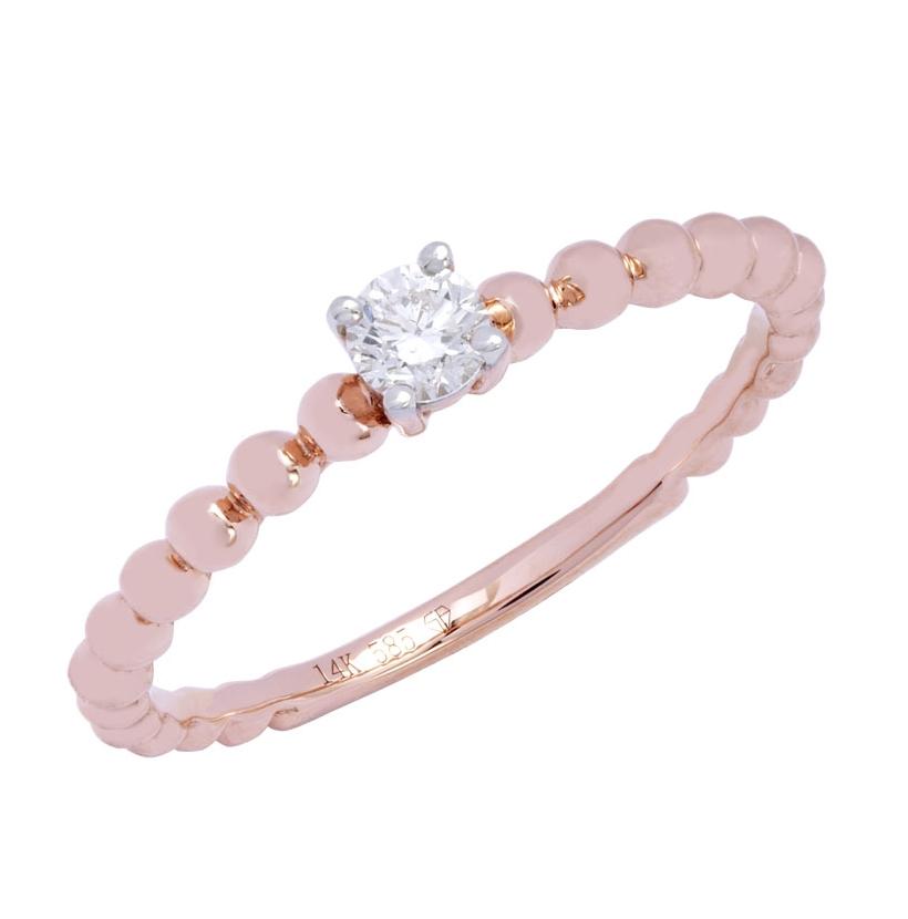 0.14 Ctw Diamond 14k Rose Gold Round Shape Womens Diamond Ring