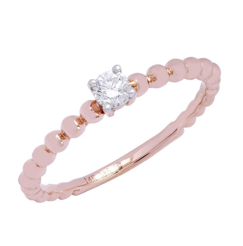 0.14 Ctw Diamond 14k Rose Gold Round Shape Womens Diamond Ring