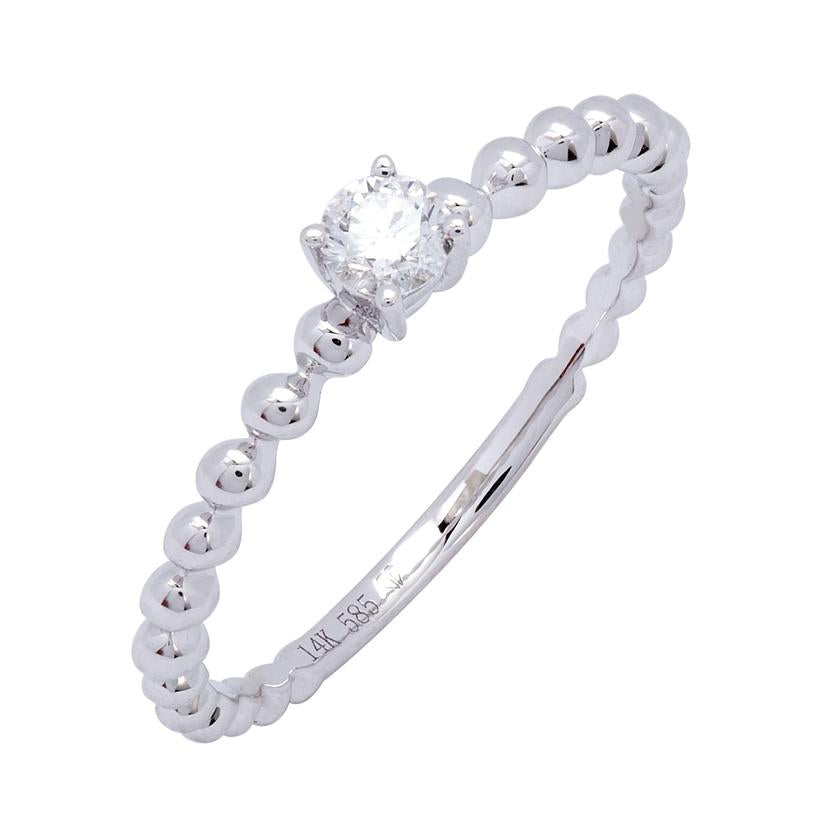 0.14 Ctw Diamond 14k White Gold Round Shape Womens Diamond Ring