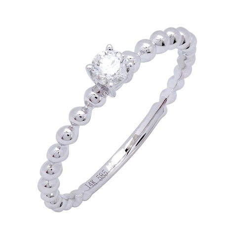 0.14 Ctw Diamond 14k White Gold Round Shape Womens Diamond Ring