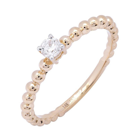 0.14 Ctw Diamond 14k Yellow Gold Round Shape Womens Diamond Ring