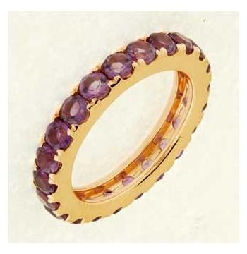 14k Rose Gold Amethyst Round Shape Womens Gemstone Ring