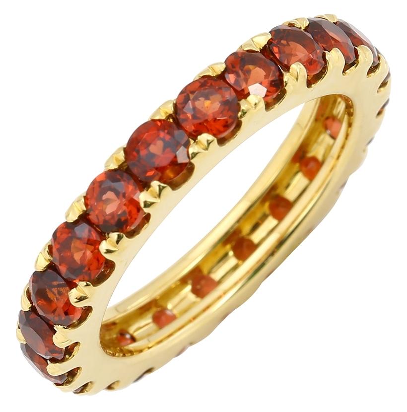 14k Yellow Gold Garnet Round Shape Womens Gemstone Ring