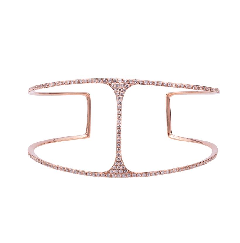 1 Ctw Diamond 14k Rose Gold Round Shape Womens Diamond Bangle Bracelet