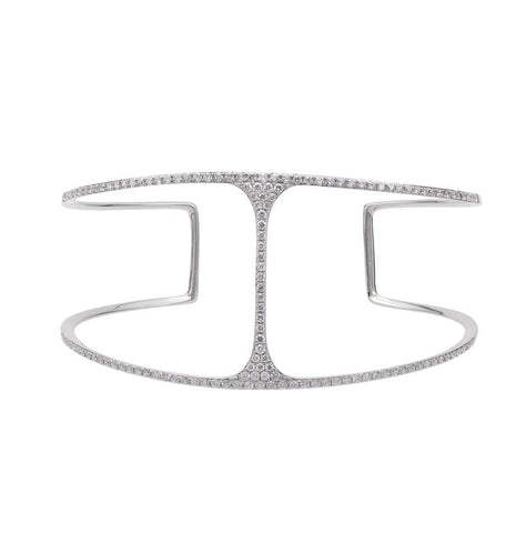 0.99 Ctw Diamond 14k White Gold Round Shape Womens Diamond Bangle Bracelet