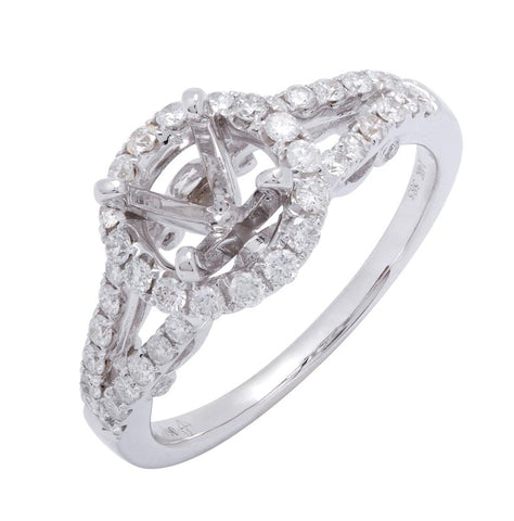 0.61 Ctw Diamond 14k White Gold Round Shape Wedding Engagement Ring