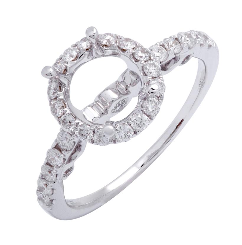 0.52 Ctw Diamond 14k White Gold Round Shape Wedding Engagement Ring