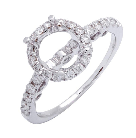 0.52 Ctw Diamond 14k White Gold Round Shape Wedding Engagement Ring
