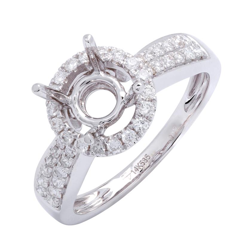 0.34 Ctw Diamond 14k White Gold Round Shape Wedding Engagement Ring