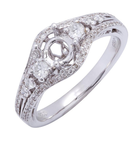 0.31 Ctw Diamond 14k White Gold Round Shape Wedding Engagement Ring