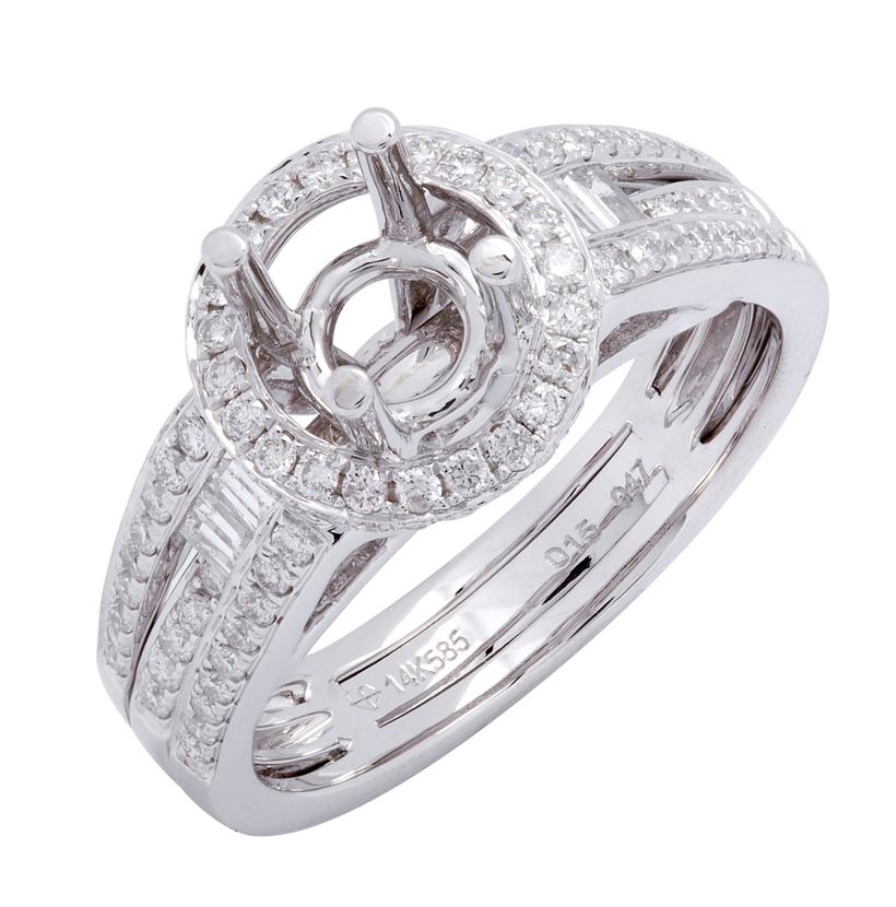 0.6 Ctw Diamond 14k White Gold Round Shape Wedding Engagement Ring